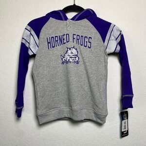Gen2 TCU Horned Frogs Hoodie Sweatshirt Kids Large 7 Purple Gray Raglan Athletic